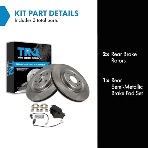 Image of TRQ Rear Brake Pad and Rotor Set Semi Metallic Compatible with 2014-2018 Audi A6 2012-2018 A6 Quattro A7, 2013-2014 A8 Quattro