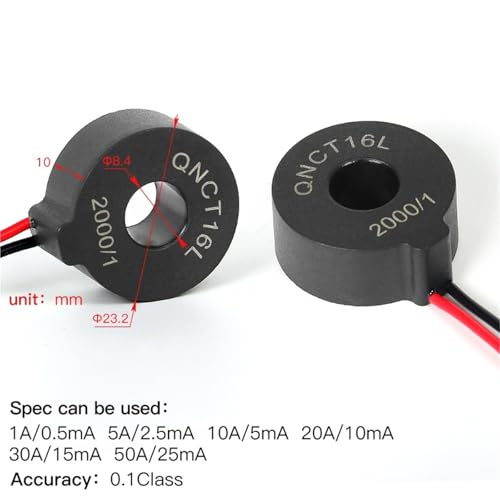 Transformador de corriente CA 50A 25mA QNCT17L 2000-1 para sensor de amperimetro 5