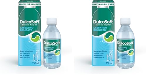 DulcoSoft Lassativo con Macrogol, Rimedi Stitichezza Adulti, Bambini - Senza Glutine, Senza Zucchero, Senza Lattosio - Lassativo Delicato per Irregolarità Intestinale, Stipsi (Soluzione Orale 250ml)