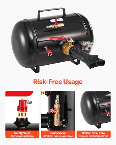 Image of VEVOR Air Tire Bead Seater, 5 Gal / 18.9 L, Heavy Duty Tire Bead Blaster Tool, 87-116 PSI Operating Pressure, Air Trigger Seating Inflator for Pickup, Truck, ATV, Jeep, Van, Lawn Tractor, RV, Black