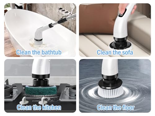 Hitopin Nettoyage Électrique, Brosse Rotative LED Rechargeable, 9 Têtes Remplaçables, pour Salle de Bain – vue 5