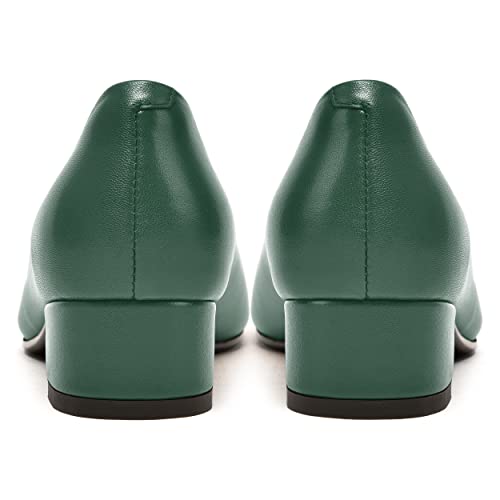 FEMSTEP Womens Matte Leather Fashion Wedding Square Toe Slip On Chunky Low Heel Pumps Shoes 1.5 Inch4