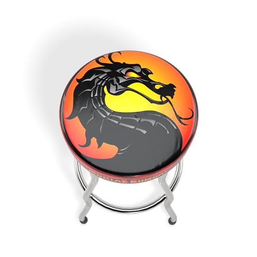 ARCADE1UP Officially Licensed Adjustable Stool with Chrome-Plated Steel Frame and High-Density Foam Padding for Supreme Gaming Comfort (Mortal Kombat II)