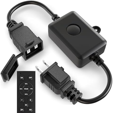 Larkvue 120W Outdoor Dimmer for String Lights with Remote, 4 Brightness, 3 Modes, Timer & Memory Function, Waterproof Plug Switch for S14/ST38/G40 Cover