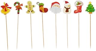 Christmas Cake Topper Long Cupcake Decoration Cartoon Xmas Cocktail Drink Stick Appetiser Buffet Fruit Toothpick 7\