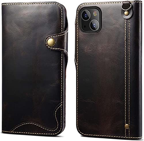 Protection iPhone 14 en cuir véritable avec porte-cartes pour le quotidien