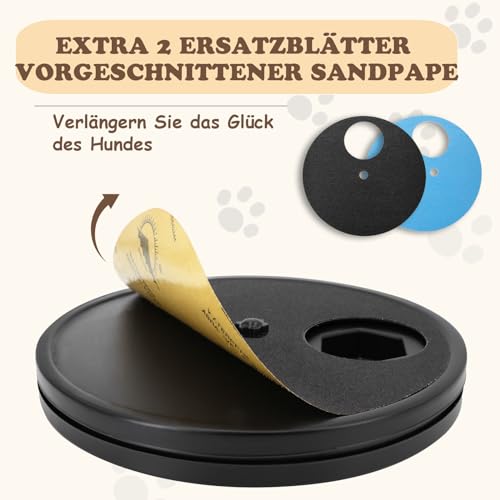 Ykall Krallenschleifer für Hunde – 360° Drehbares Kratzbrett mit Leckerlibox, Stressfreies Nagelfeilenbrett und Kratzpad zur Pfoten- & Krallenpflege, Kratzmatten (Schwarz)