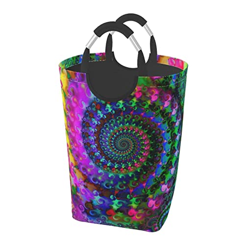 サイケデリック ット ハンドル付き 洗濯かご おもちゃ 収納オーガナイザー 折りたたみ式バケツ 洗濯箱 汚れた衣類バッグ 自宅 バスルーム 寝室 寮用