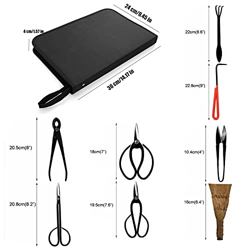 Tuingereedschapsset, 15 stuks, zwaar belastbaar, koolstofstaal, tuiniersset met tuinschaar, bonsai-schaar, bonsai-draad, pincet, bonsai-startergereedschapsset voor bonsai beginners, #B - Afbeelding 4