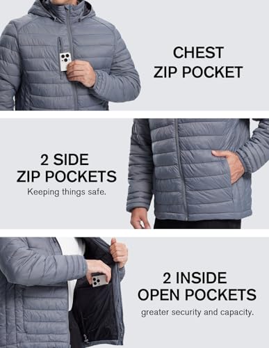fit space Men's Insulated Synthetic Down Puffer Jacket Winter Warm Coat Quilted Water Resistant Packable Hiking Camping - Image 6
