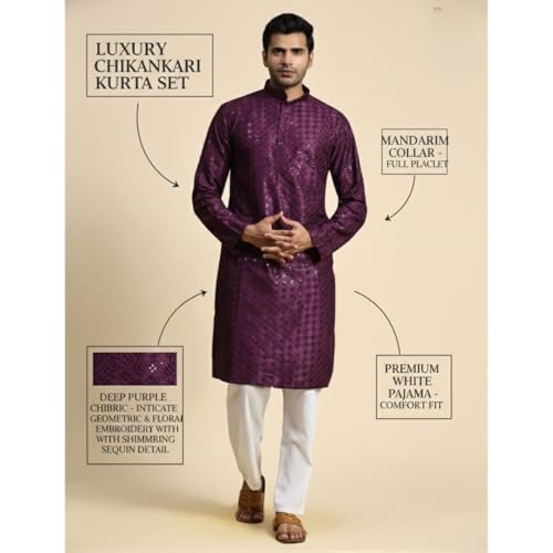 Image of Pro-Ethic Style Developer Mens Indian Traditional Cotton Kurta Sets, Men Kurta Set Indian Wedding Dress (A-117)