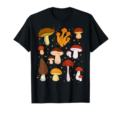 Mushroom Stars Cottagecore Estética Tarot Micología Vintage Camiseta