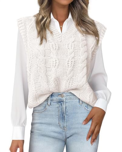 BTFBM Women's Oversized Sweater Vest 2025 Fall V Neck Casual Sleeveless Sweaters Loose Cable Knit Summer Pullover Tops2
