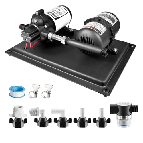 WASSERMANN 12V RV Water Pump and Accumulator Tank System 4.0GPM 45PSI Self Priming Water Diaphragm Pump with 0.75L 10 PSI Pre-Pressurized Accumulator Tank Pressure Switch for Boat Garden RV Camping