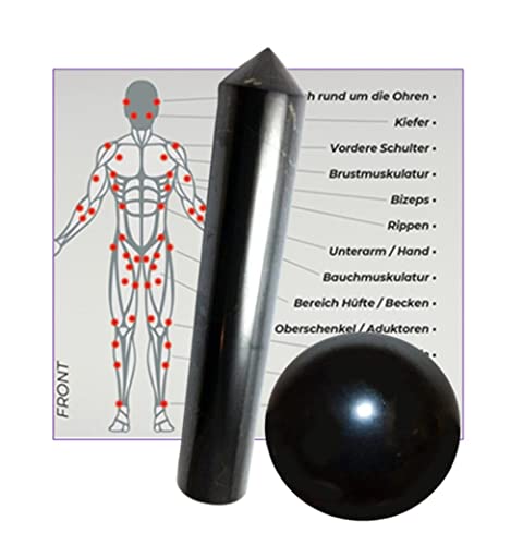 Foto von Triggerpunkt Massage Set 2 x Schungit Edelstein [MASSAGE STAB 