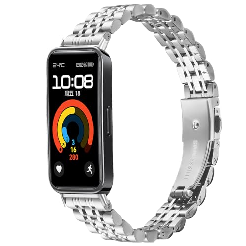 [NineXuan] Huawei Band 10/9/8�Ή����^���o���h�AHuawei Band 10���������o���h �h���X�E�H�b�`�X�g���b�v�����p�X�e�����X�X�`�[���X�g���b�v �����������t�� (�V���o�[)