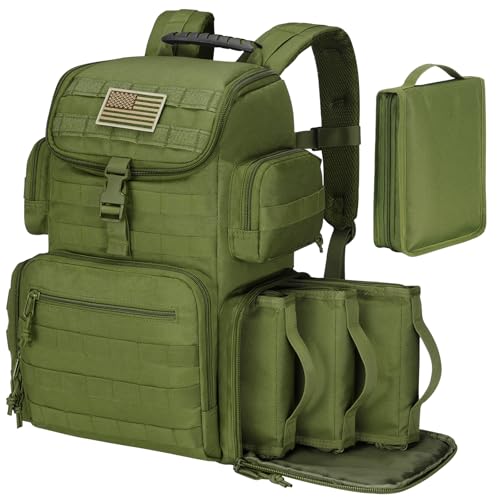 CVLIFE Tactical Range Backpack with Pistol Cases, Army Green