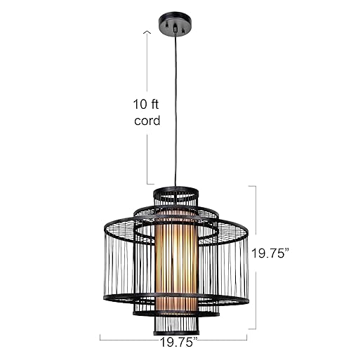 Boho Tiered Bamboo Chandelier, Black by Creative Co-Op - Image 2