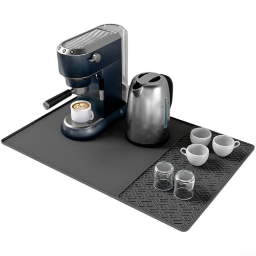 Alfombrilla de silicona para cafetera, protector de mesa y escurridor de cocina gris 3