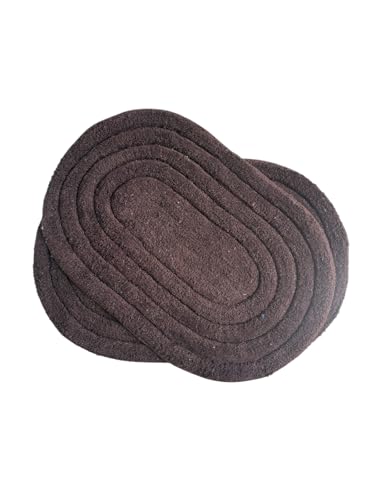 Image of My Home Cotton Door Bath Mat Super Soft Non Slip Mats for Bathroom, Door,Large, Pack of 2 (Oval Solid Brown)