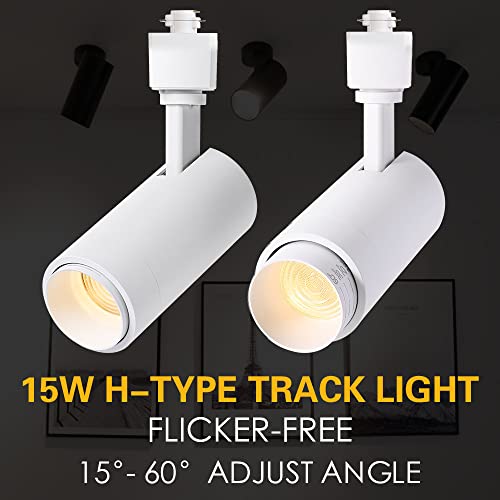 Eaglod 15W Led H Track Lighting Heads,Focusing Led Track Lights Fixtures For Accent Retail Artwork, Linear Track Light H Type -4000K Daylight 120V Beam Angle 15 To 60 Degrees Halo Type 6 Pack (White) #TOP1