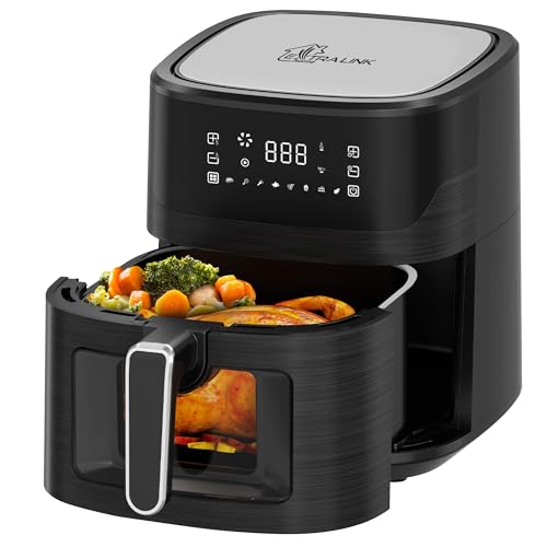 Extralink Airfryer - Freidora de aire caliente (1600 W, 6,5 L, con 8 funciones de cocción, freidora de aire caliente, 80 °C hasta 200 °C, ahorro de energía, pantalla táctil LED, 90% menos grasa para