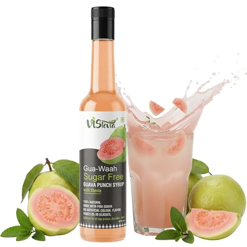 Image of VISTEVIA Gua-Waah! Sugar-free Guava Punch Syrup,Diabetic And Keto Friendly - Sweetened Naturally With Stevia,Made With Real Pink Guava Pulp Not Flavour And Colour - (479G ) Serves 25-30 Glasses
