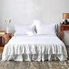 Biselina white ruffled bed skirt 18 inch tailored drop cotton voile dust ruffle soft cozy elegant luxurious bedding 18 king white  urban country home decor