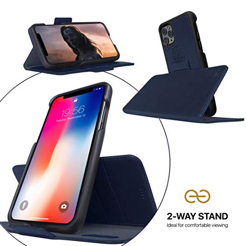 Image of dreem Fibonacci 2-in-1 Wallet Case for Apple iPhone X & Xs - Luxury Vegan Leather, Magnetic Detachable Shockproof Phone Case, RFID Card Protection, 2-Way Flip Stand - Royal