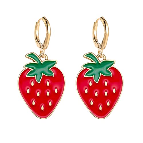 Colorful Strawberry Watermelon Avocado Lemon Shape Fruits Earrings for Women Jewelry
