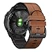 Produktbild ahayo für Garmin Fenix 6X Pro/Sapphire Leder Armband, QuickFit 26mm echtes Leder mit gewelltem Silikon-atmungsaktivem Uhrenarmband für Fenix 5X / 5X Plus,Tactix Delta,Fenix 3 (Braun)