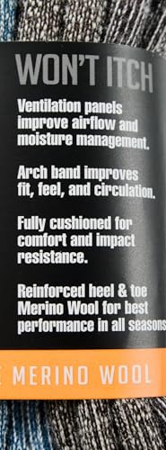 Men's Merino Wool Mid-Weight Hikers Socks, Large, 3 Pairs4