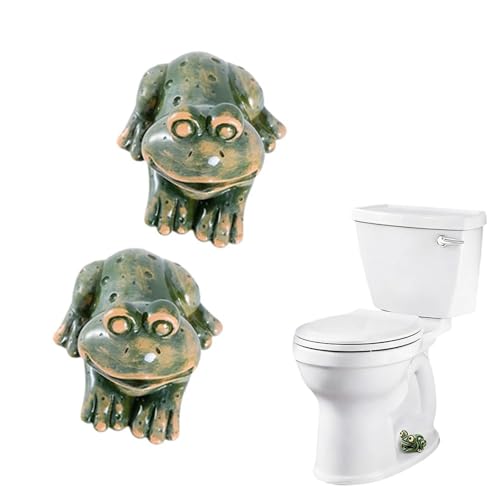 Funny Frog Toilet Bolt Covers - Ceramic Bathroom Decoration, Tool-Free Covers for Toilet Seat Upgrade, 2.17 Inch Base Fits Standard Bolts (A-2Pcs)