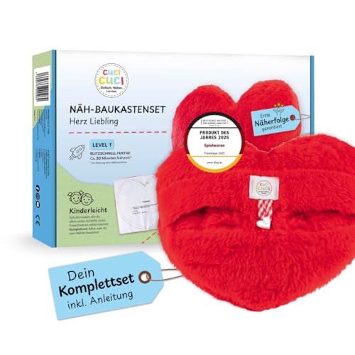 Juego de costura cuci cuci con diseño de corazón querido, primer éxito garantizado para niños a partir de 5 años, juego completo con todo lo que necesitas para coser. Estimula la creatividad y la