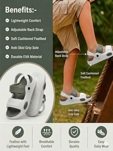 Image of Kid's Soft EVA Clog Sandals with Adjustable Strap & Anti-Slip Comfort Sole | Unisex |Light Weight | Water Proof