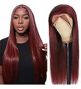 miear Reddish Brown Lace Front Wigs Human Hair - 22 Inch 13x4 Straight HD Lace Front Wigs Human H...