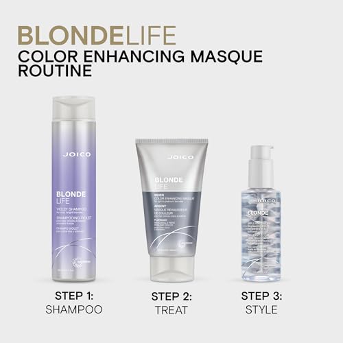 Joico Blonde Life Color Enhancing Masque | For Blonde Hair | Color Depositing Treatment | Maintain Unique Blonde Tones | Fortified With Monoi & Tamanu Oil | Silver| 5.1 Fl Oz