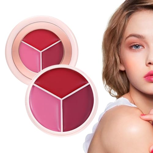 Crema de Rubor - Colorete en Crema para el Rostro de Acabado Mate y Cobertura Acumulable - Bálsamo para Labios y Mejillas,para Citas Viajes Noche Vacaciones y Fiestas