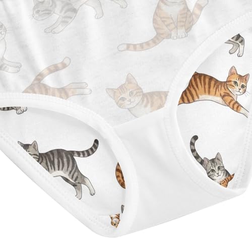 Underwear Girls, Cute Cats White Toddler Briefs, Girls Cotton Underwear, 2T–8 Years4