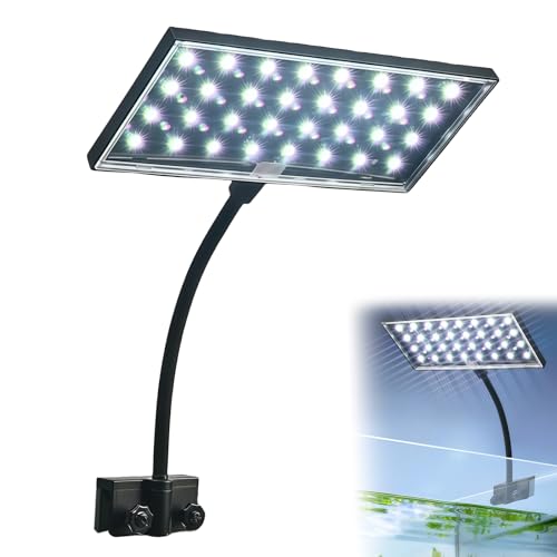 LEKEFETO Clip-On Aquarium LED Beleuchtung 16W - 360° Einstellbare IP68 Wasserdichte Lampe mit Vollspektrum & 92RA Farbwiedergabe für Wasserpflanzen und Fischbecken