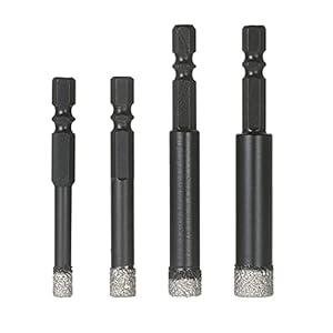 Flytise Droge diamanten gatenzaag 4-delige boorset (6 mm, 8 mm, 10 mm, 12 mm) met zeskantige kop Koelwas voor…