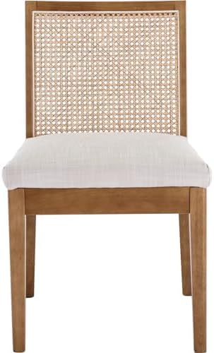 Miniatura 6 de Juego de 2 sillas de comedor de ratán, sillas de comedor de lino de granja, sillas de cocina con respaldo de bastón, sillas tapizadas de ratán,