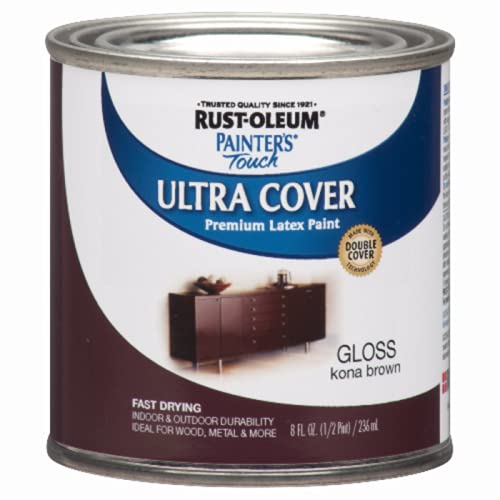 Rust-Oleum 1977730 Painter s Touch Latex Paint, Half Pint, Gloss Kona Brown