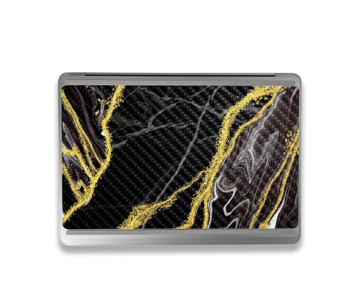 Image of MightySkins Carbon Fiber Skin Compatible with Microsoft Surface Laptop Studio 2 (2023) Full Wrap Kit - Black Marble Glitter | Protective, Durable Textured Carbon Fiber Finish | Made in The USA