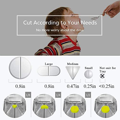 Image of JohnBee Pill Cutter | Best Pill Cutter for Small or Large Pills | Designed in The USA| Cuts Vitamins | Pill Splitter with Shield | Includes Keychain Pill Holder (Gray)