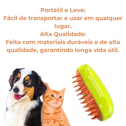 Escova Para Gatos e Cães A Vapor 3 em 1- Autolimpante, Massagem e Remoção de Pelos - Limpeza Profund
