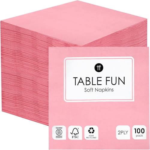 Talking Tables 100 x guardanapos de papel macios cor-de-rosa, embalagem a granel, guardanapos descartáveis para aniversário, Natal, catering, casamentos, despedidas de solteira, fabricadas na UE, 2