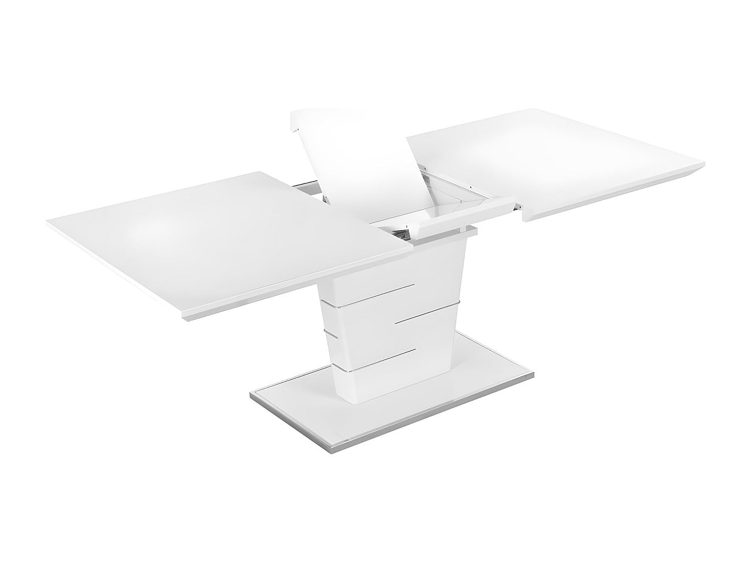Vente-unique Mesa de Comedor Extensible con 6 a 8 Cubiertos, Madera de Densidad Media lacada, Color Blanco