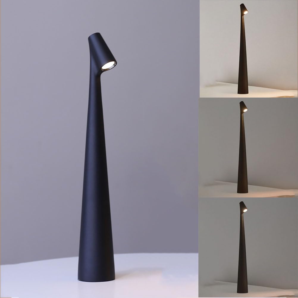 LOGT Table Lamp Cordless Touch Dimmable LED Rechargeable Desk Lamp Portable USB Rechargeable Bedside Lamp Rechargeable Reading Light 3000K Warm White for dining table Bedroom Camping Balcony,Black
