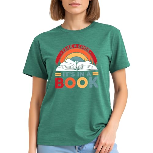 Image of Take a Look It's in a Book Shirt for Women Funny Reading Rainbow Graphic T Shirt Book Lover Gift Tee Tops